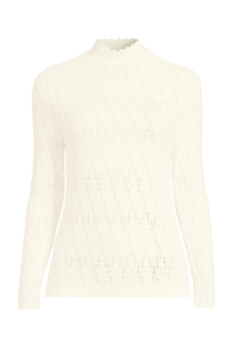 Plus Size Long Sleeve Brushed Lace Mock Neck Top, Alternate, color, Ivory