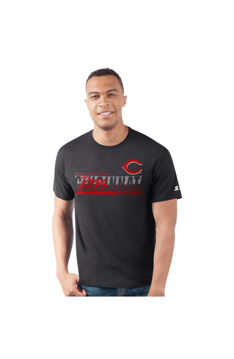 STARTER Men's Starter  Heather Black Cincinnati Reds Prime Time Team T-Shirt, Alternate, color, 