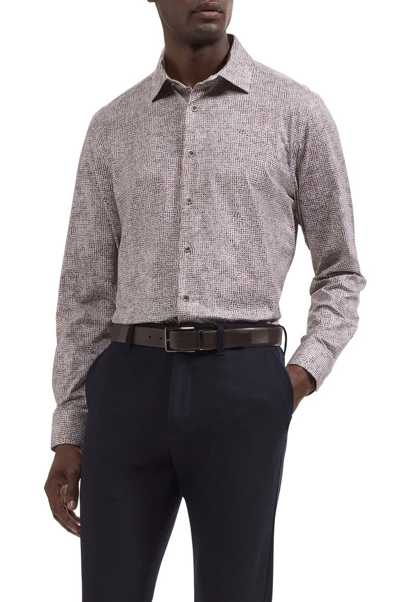 James OoohCotton® Abstract Print Button-Up Shirt, Main, color, BURGUNDY