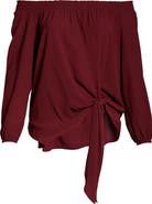 MICHAEL Michael Kors Tie Front Off the Shoulder Crepe Blouse