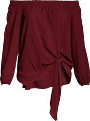 MICHAEL Michael Kors Tie Front Off the Shoulder Crepe Blouse