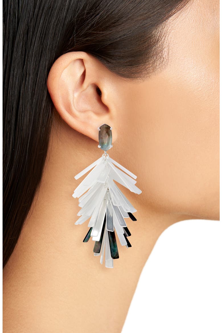 Jasper Fringe Drop Earrings, Alternate, color, BLACK MIX