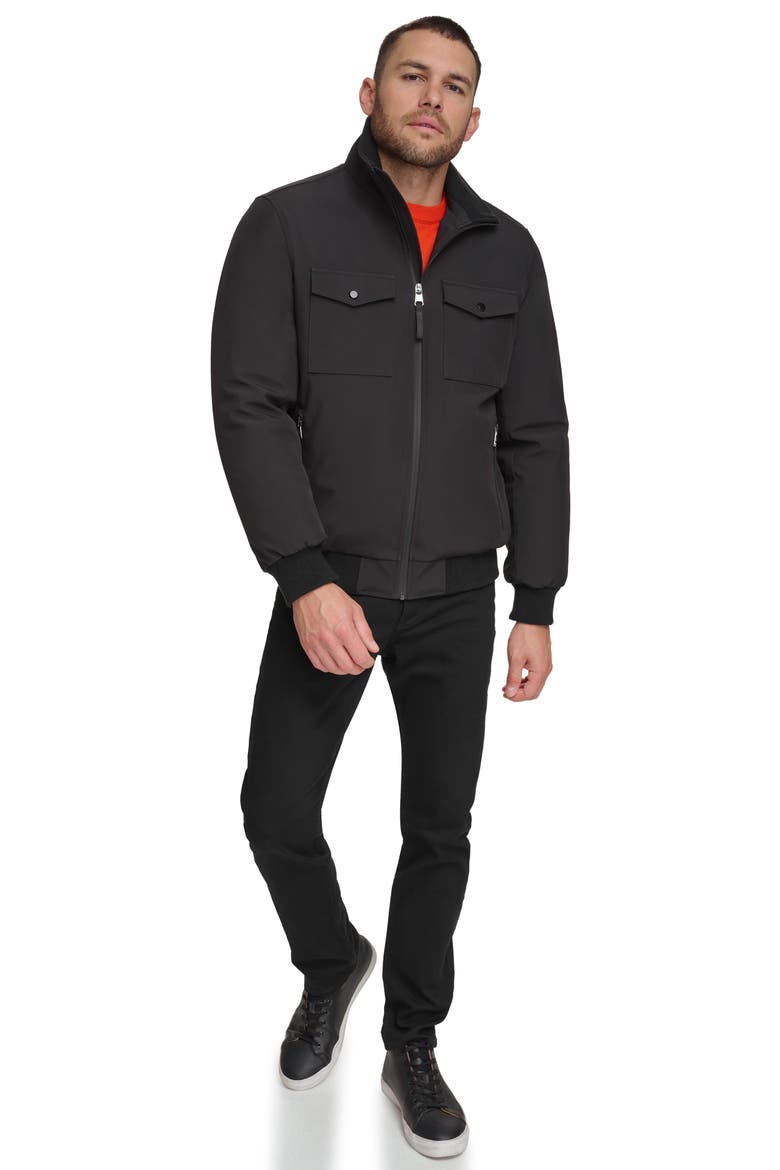 Water Resistant Flextech Stretch Bomber Jacket, Alternate, color, BLACK