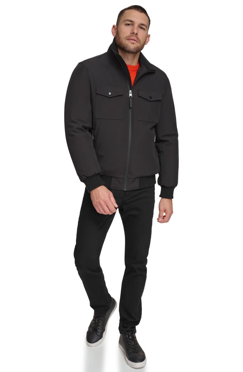 Calvin Klein Water Resistant Flextech Stretch Bomber Jacket, Alternate, color, Black