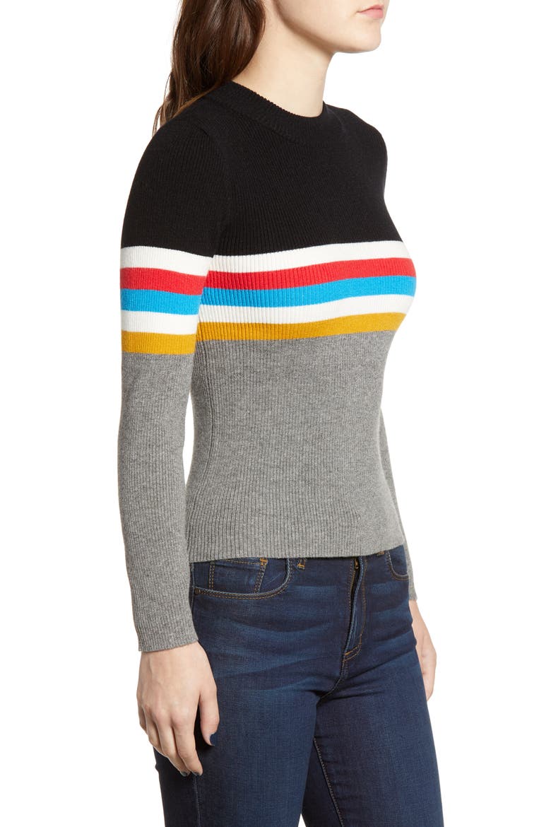 Stripe Sweater, Alternate, color, GREY