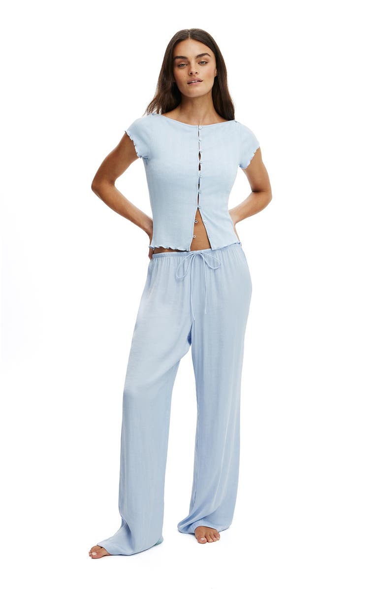 COTTON ON BODY Women's Washed Satin Wide Leg Pant, Alternate, color, Violet Blue