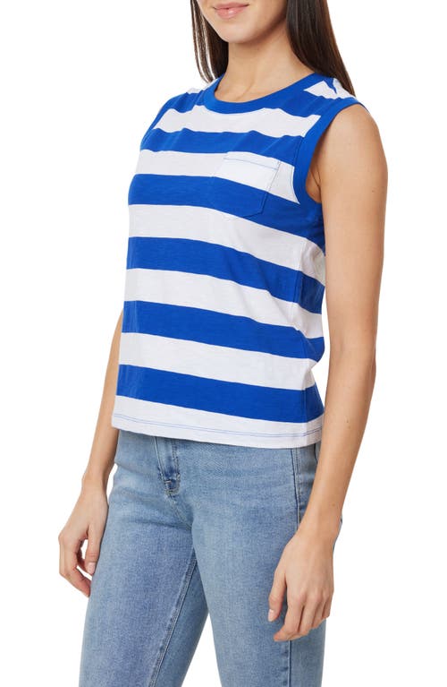 Curve Appeal Stripe Cotton Pocket Tank In Surf The Web Stripe