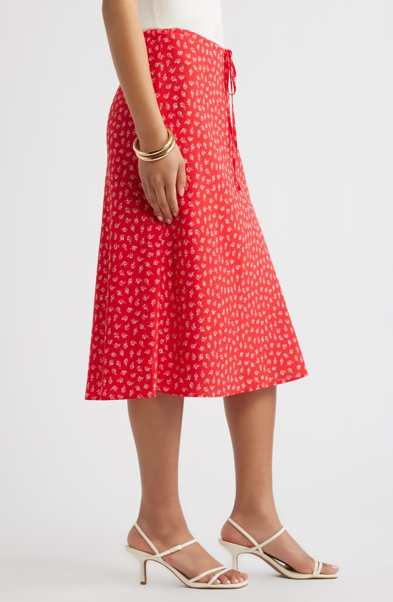 Open Edit Print Midi Skirt, Alternate, color, Red- Ivory Bella Rose