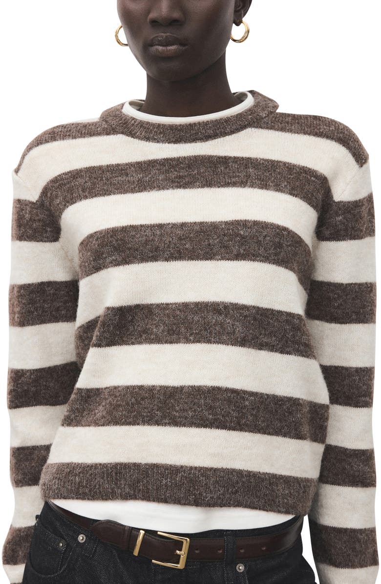 MANGO Stripe Crewneck Sweater, Main, color, 