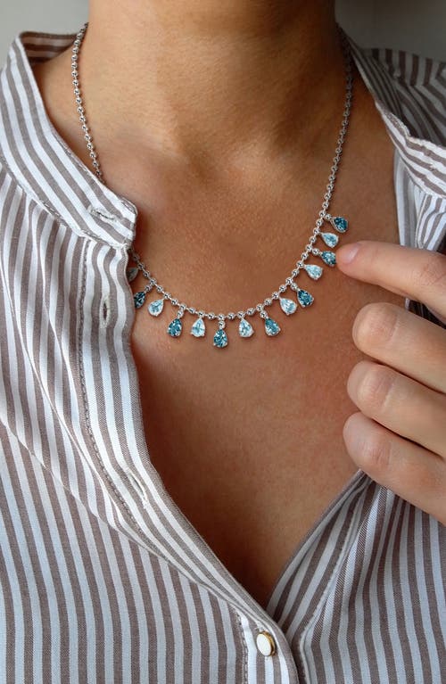 Delmar Sky Blue Topaz & Blue Topaz Necklace In Metallic