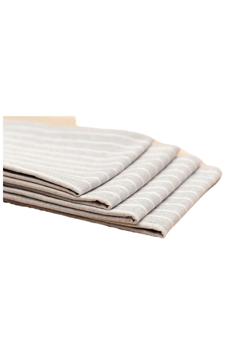 Striped Cotton Napkin Set of 4, Alternate, color, Grey