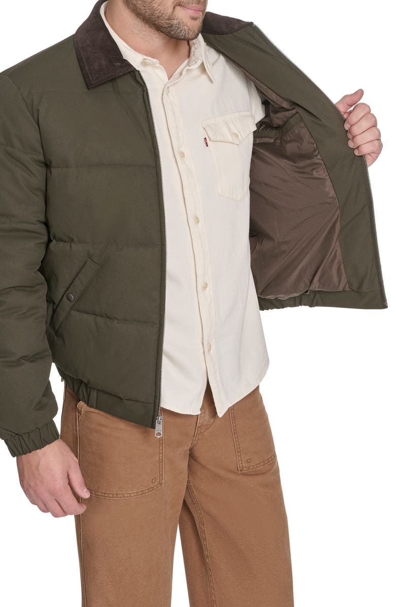 Levi's Corduroy Collar Midweight Quilted Jacket, Alternate, color, Olive