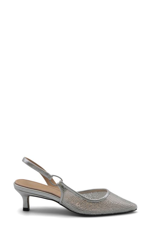 Adrienne Vittadini Snipe Slingback Rhinestone Pump In Silver Mesh