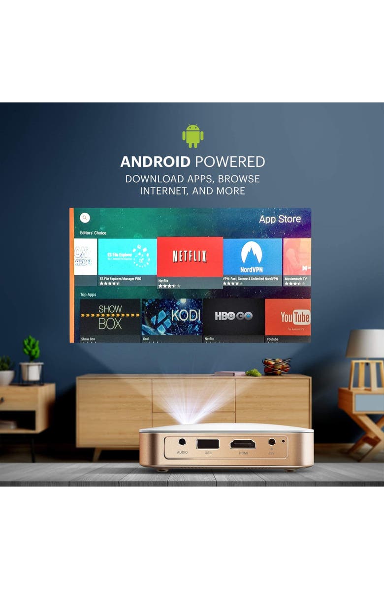 Kodak Luma 350 Smart Projector, Ultra HD Portable Pico Projector with Android 6.0, Bluetooth & More!, Alternate, color, White