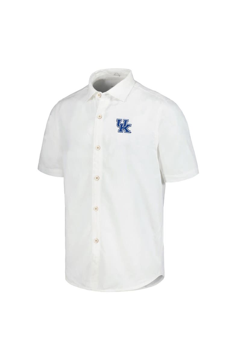 Tommy Bahama Men's Tommy Bahama White Kentucky Wildcats Coconut Point Palm Vista IslandZone Camp Button-Up Shirt, Alternate, color, White