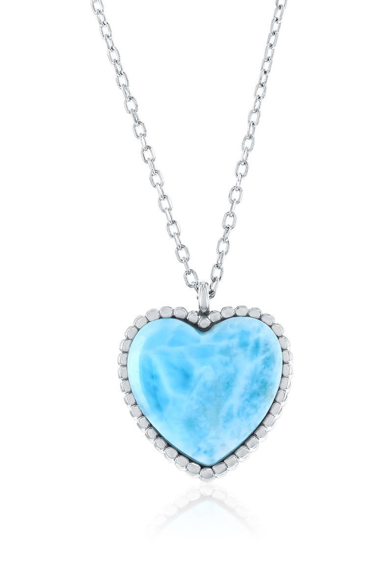 Larimar Heart Beaded Pendant Necklace, Main, color, BLUE