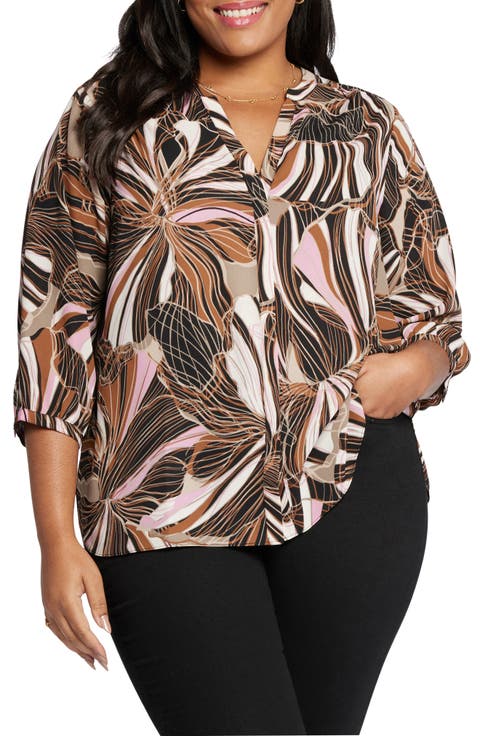 Semisheer Pintuck Blouse (Plus Size)
