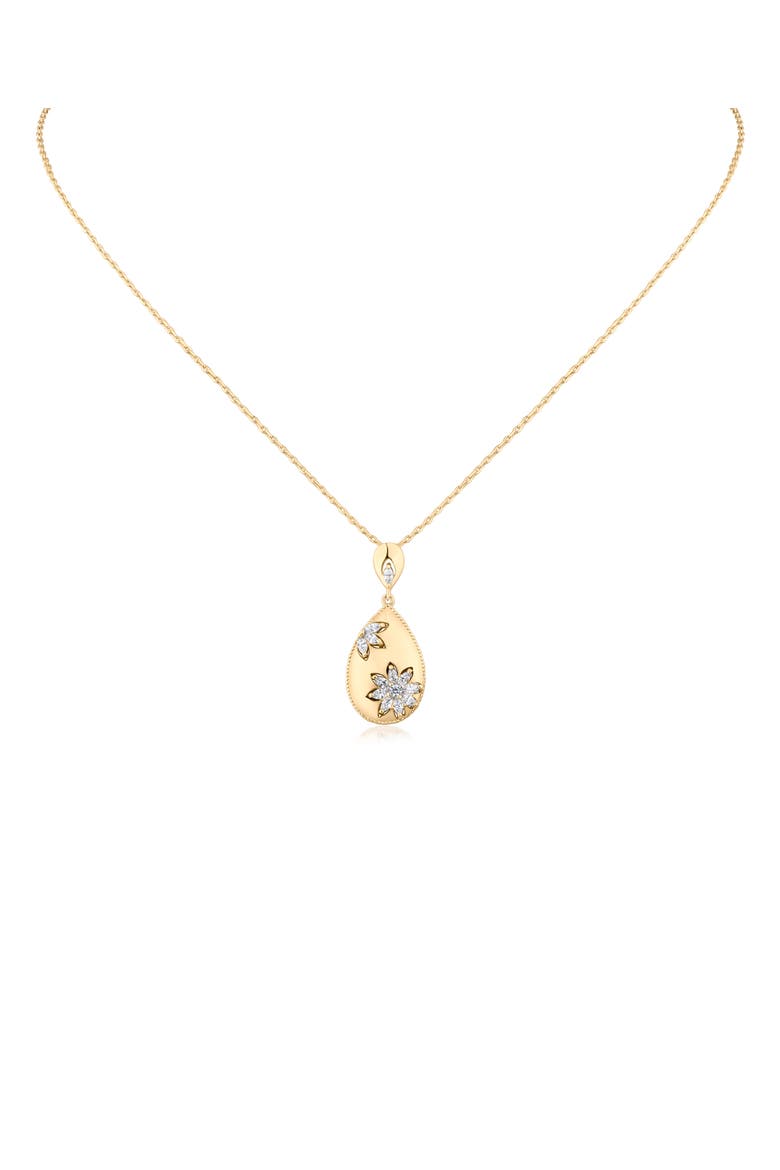 Cubic Zirconia Floral Teardrop Pendant Necklace (Nordstrom Exclusive), Main, color, CLEAR GOLD