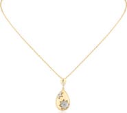 JARDIN Cubic Zirconia Floral Teardrop Pendant Necklace
