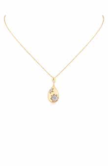 JARDIN Cubic Zirconia Floral Teardrop Pendant Necklace