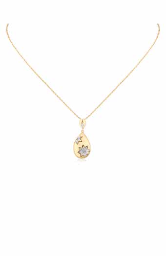 Cubic Zirconia Floral Teardrop Pendant Necklace (Nordstrom Exclusive)