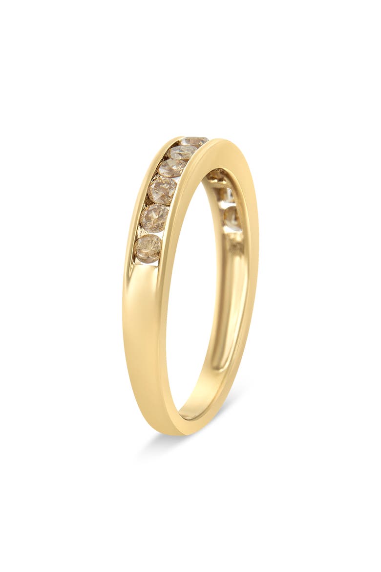 14K Yellow Gold Plated Silver 1/2 Cttw Channel Set Champagne Diamond Band Ring, Alternate, color, Yellow