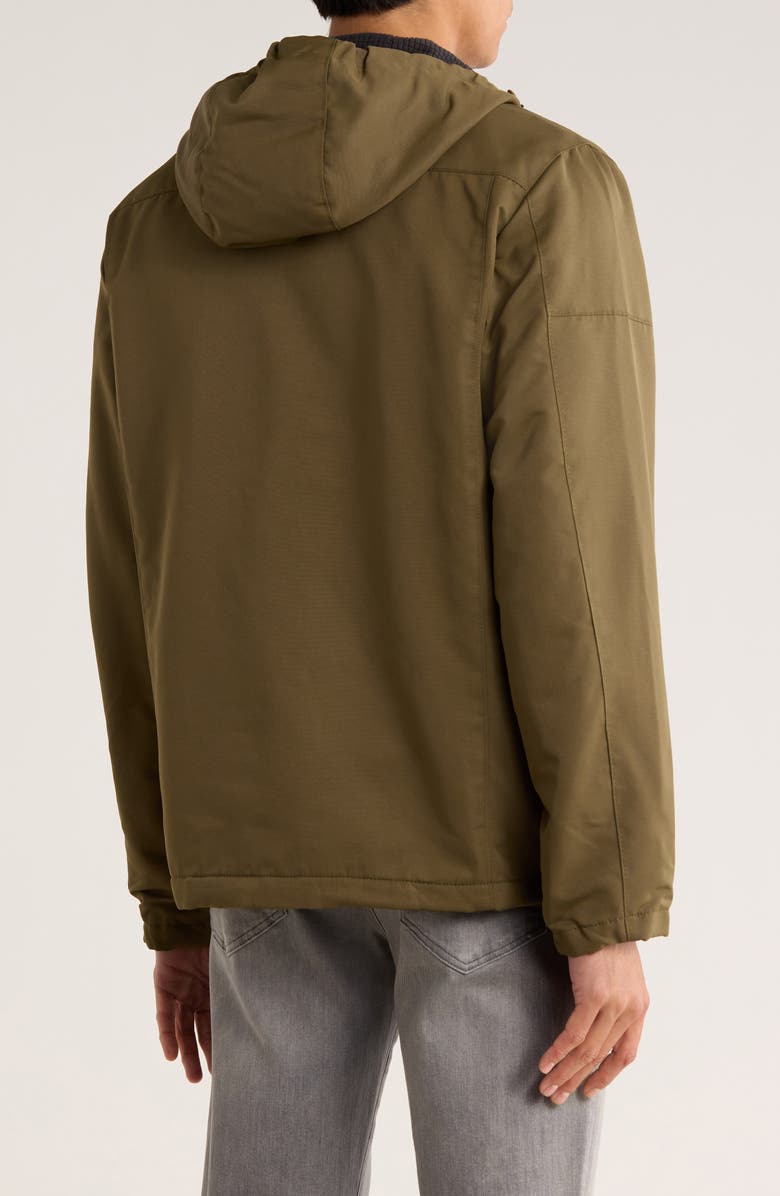 HAWKE & CO Water Resistant Faux Shearling Lined Softshell Bomber Jacket, Alternate, color, Loden