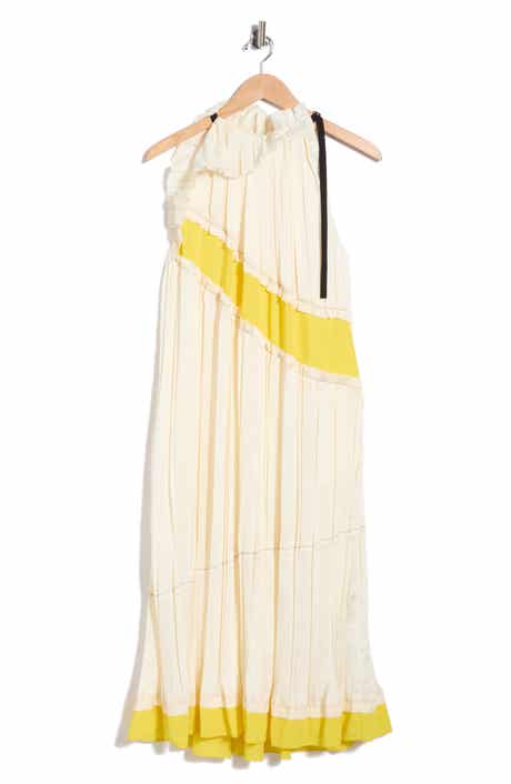 Pleated Colorblocked Sleeveless Dress