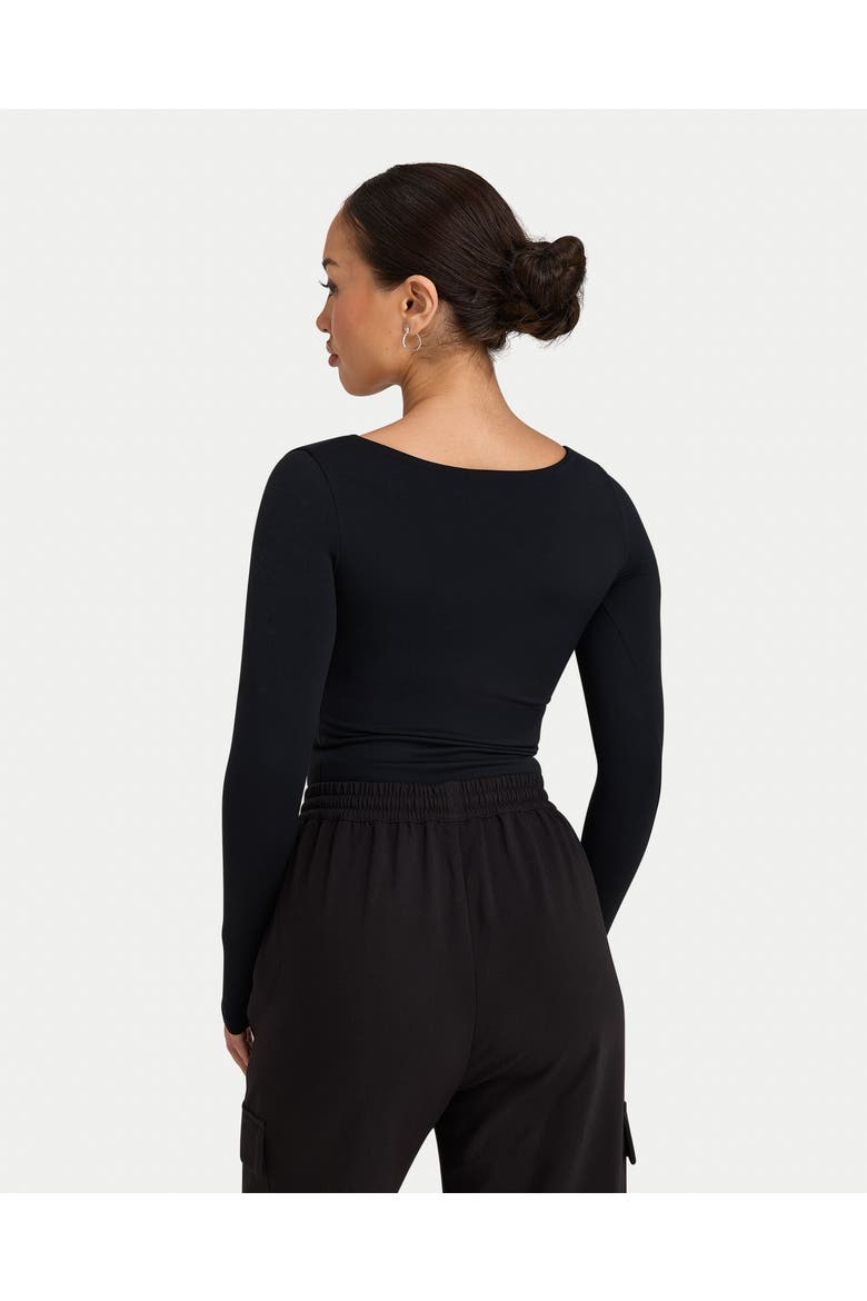 Dual Wear Long Sleeve Scoop Neck Top, Alternate, color, Black