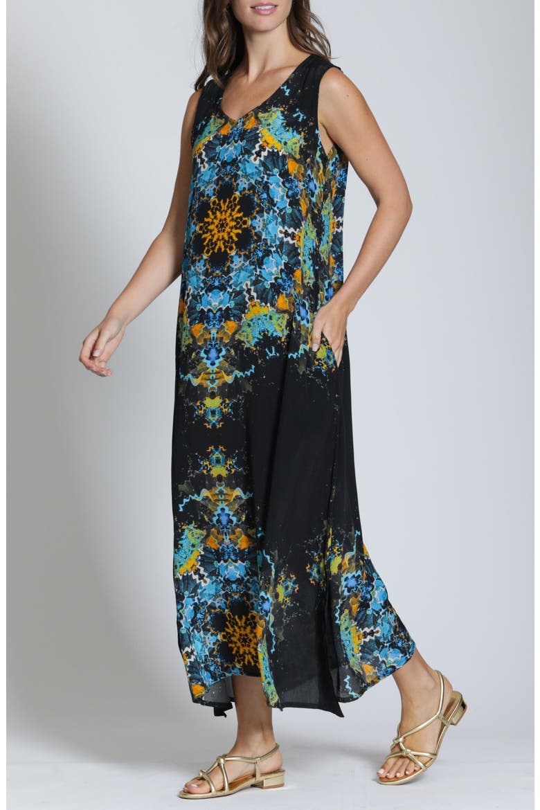 Sleeveless Maxi Dress, Alternate, color, BLACKBLUE MULTI