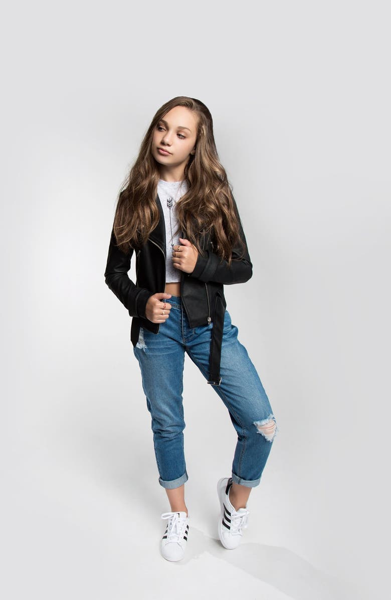 Maddie Faux Leather Moto Jacket, Alternate, color, 