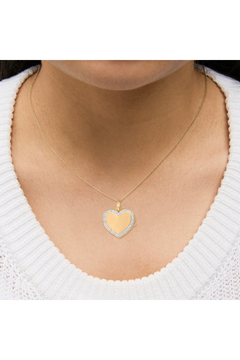 Gold Vermeil 1/10 Cttw Diamond Heart Locket Pendant Necklace, Alternate, color, Silver