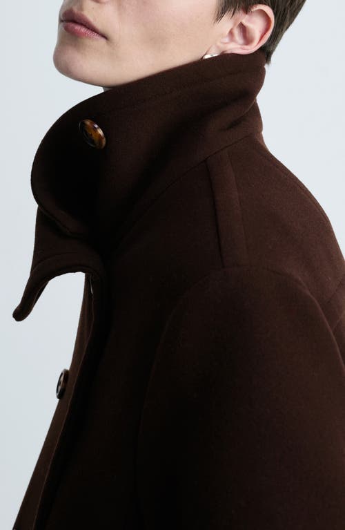 Mango Double Breasted Wool Blend Jacket In Chocolate