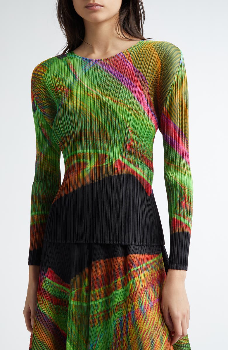 Pleats Please Issey Miyake Spectrum Print Pleated Top, Alternate, color,