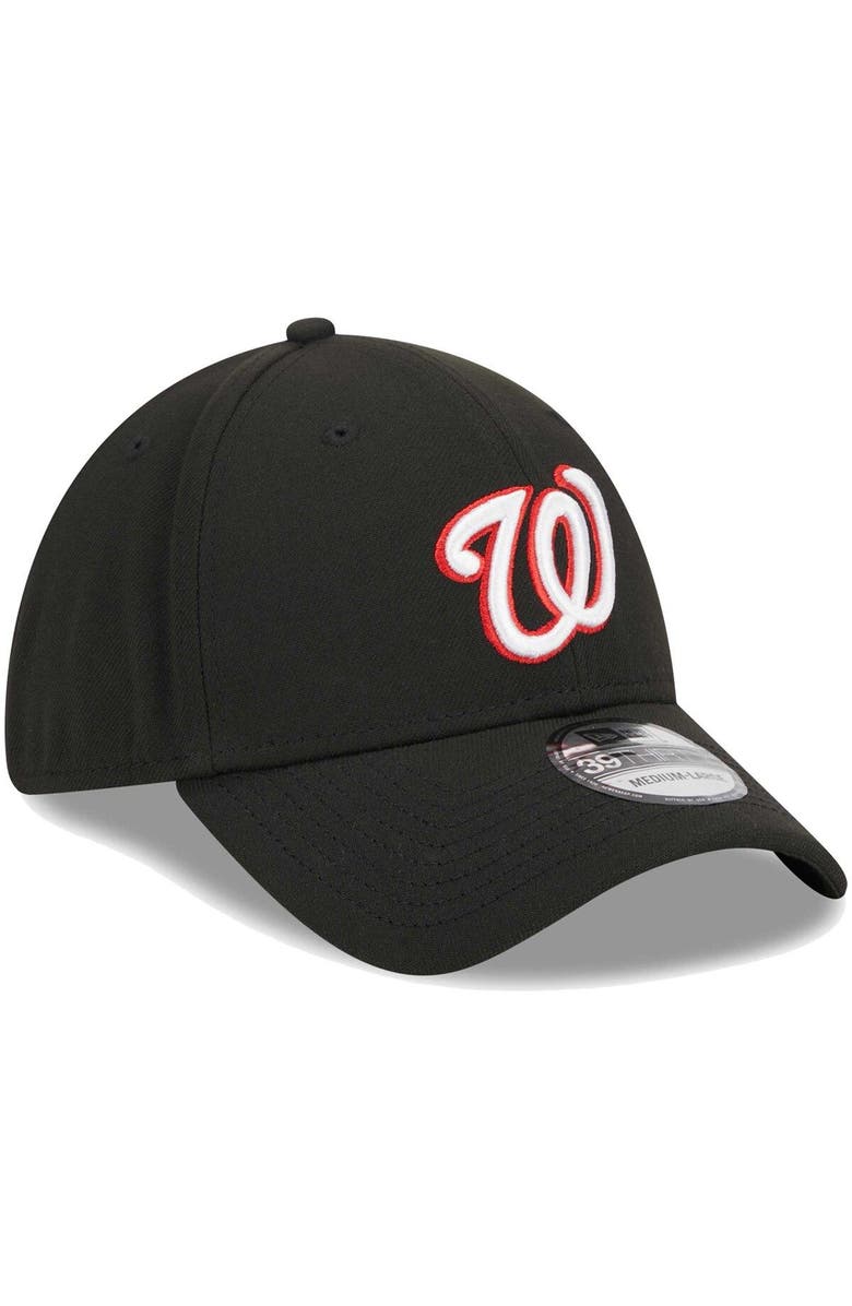 New Era Men's New Era Black Washington Nationals Logo 39THIRTY Flex Hat, Alternate, color, 