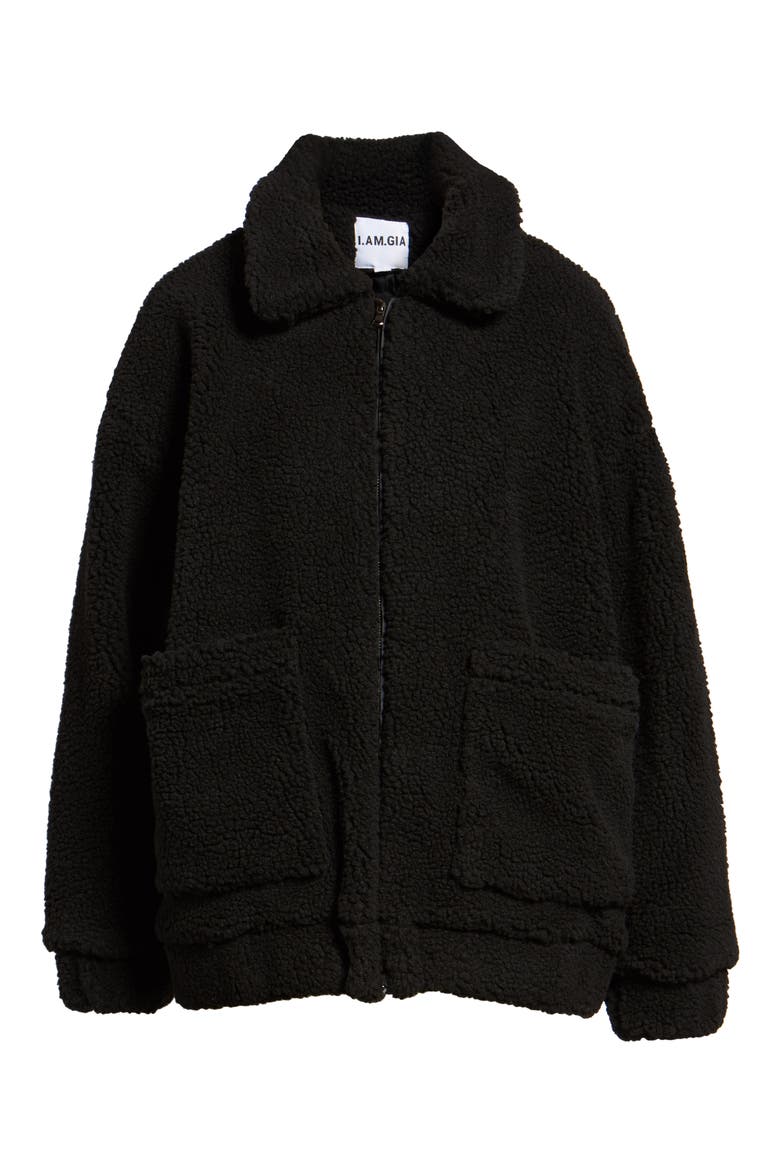 Pixie Faux Shearling Jacket, Alternate, color, BLACK