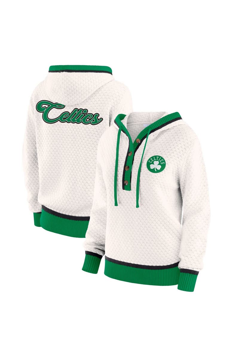 WEAR by Erin Andrews Women's WEAR by Erin Andrews Cream Boston Celtics Plus Size Hoodie Sweater, Main, color, Cream