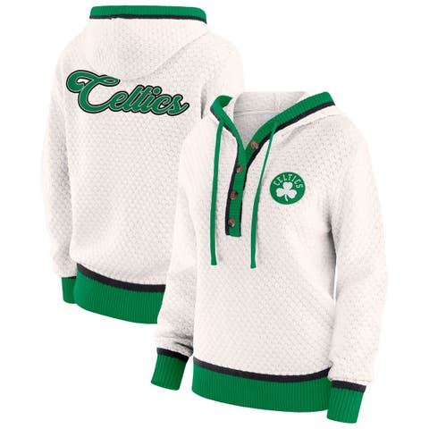 Women's WEAR by Erin Andrews Cream Boston Celtics Plus Size Hoodie Sweater
