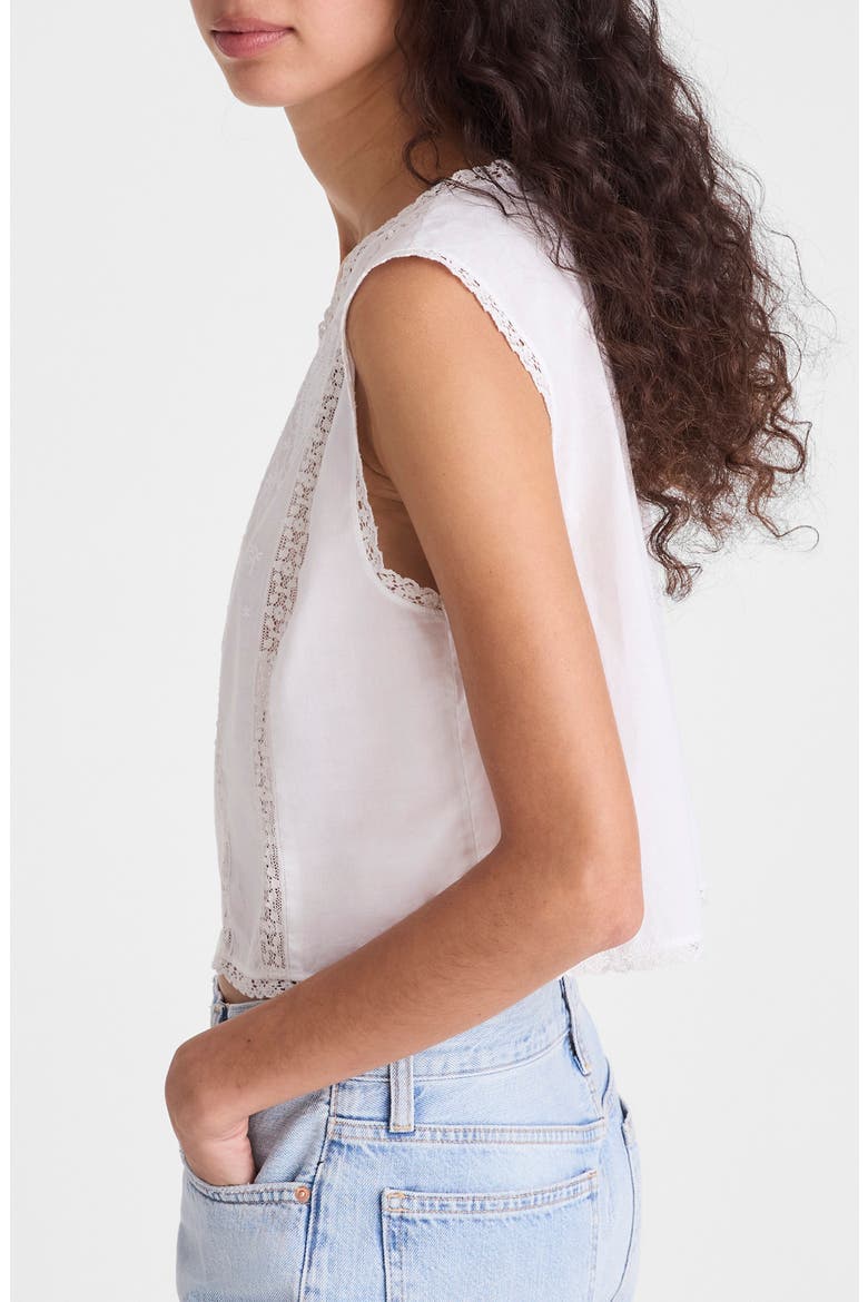 Embroidered Lace Insert Top, Alternate, color, WHITE