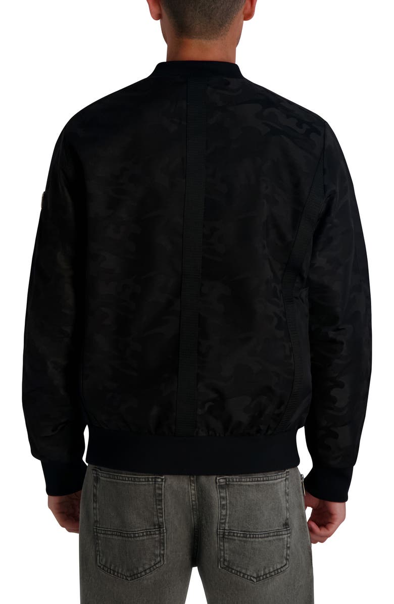KARL LAGERFELD Camo Bomber Jacket, Alternate, color, Black