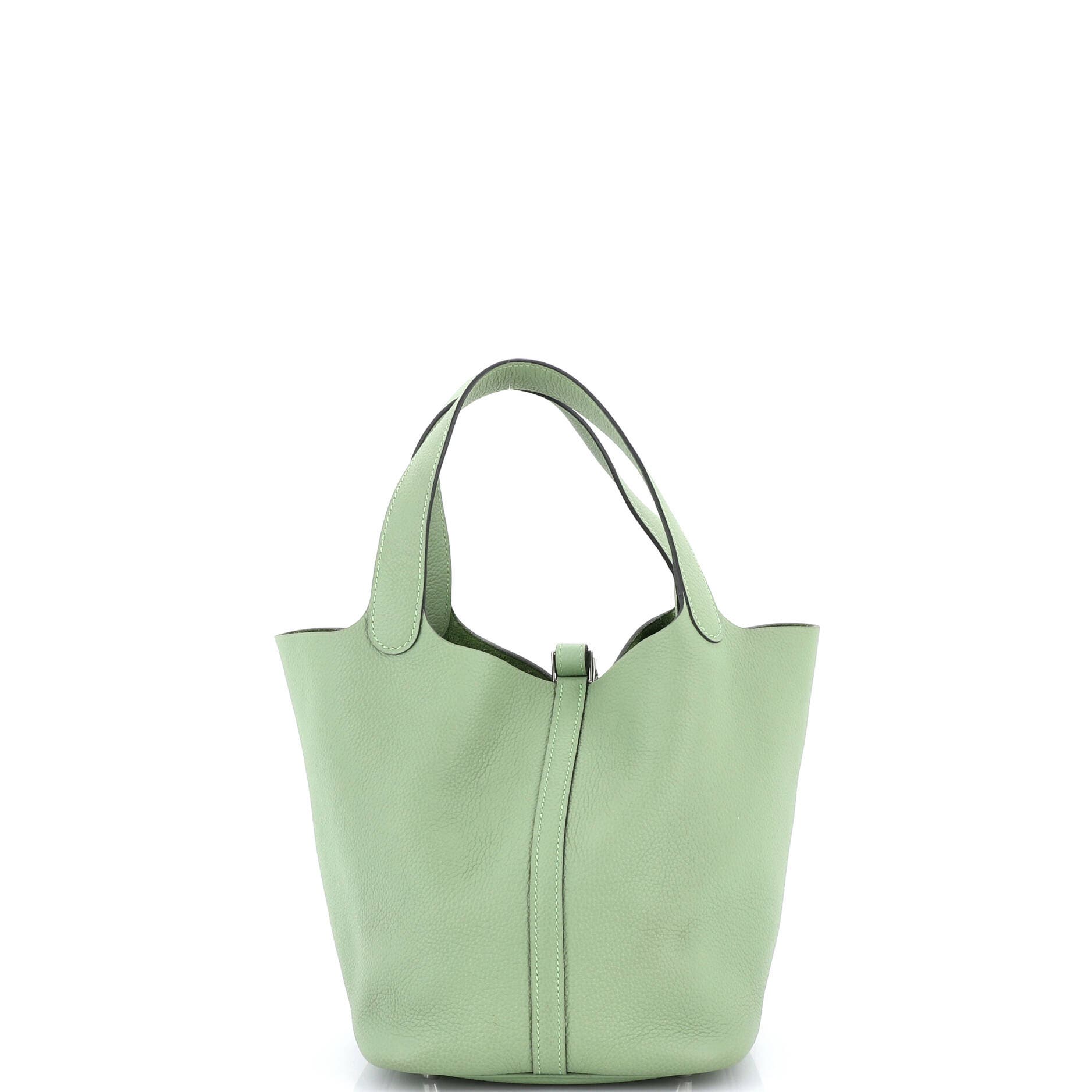 Pre-Owned Hermes Picotin Lock Bag Clemence MM, Alternate, color, Vert Criquet