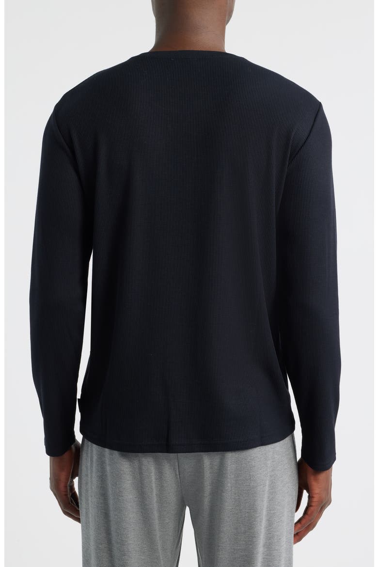 Waffle Knit Pajama Top, Alternate, color, BLACK