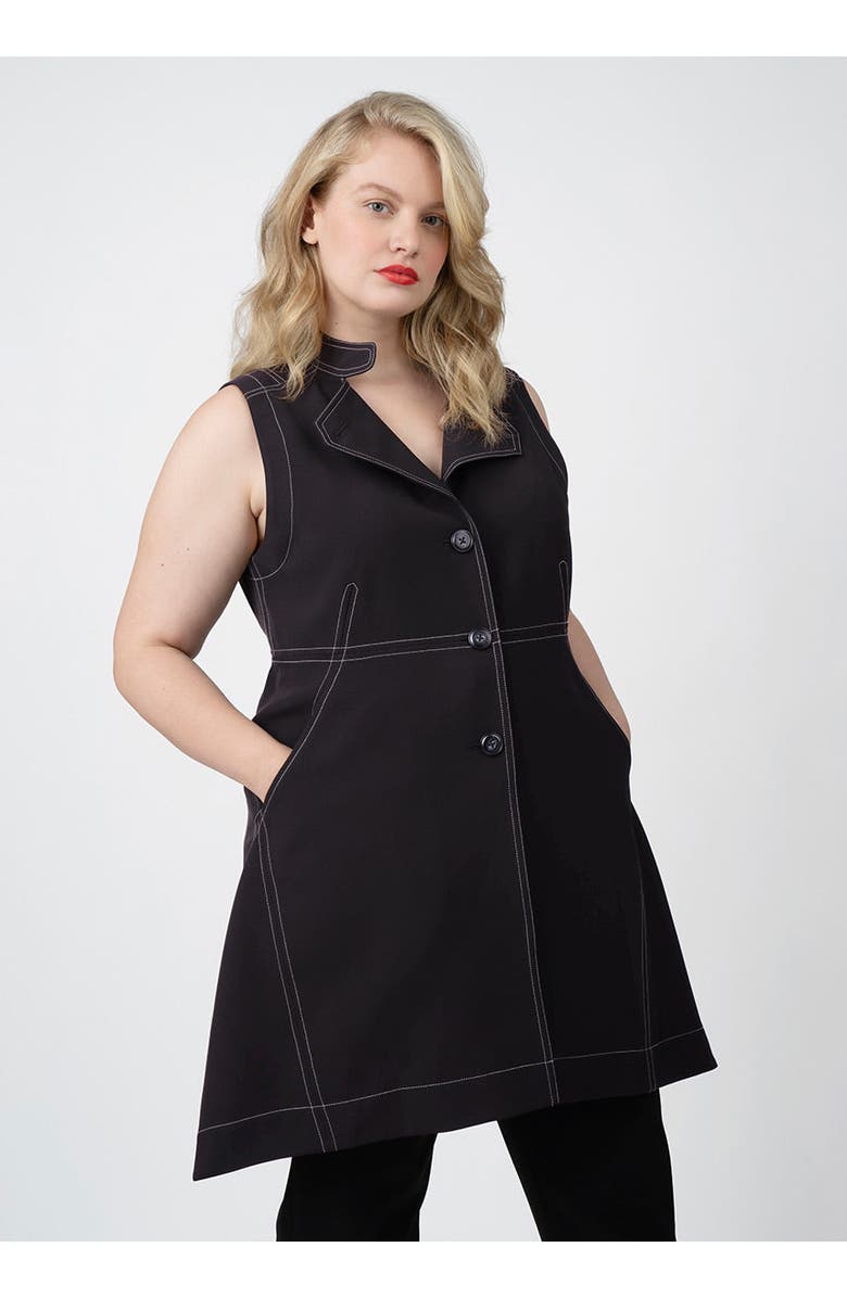 SEE ROSE GO Layering Vest Convertible Dress Plus Size, Main, color, Jet Black