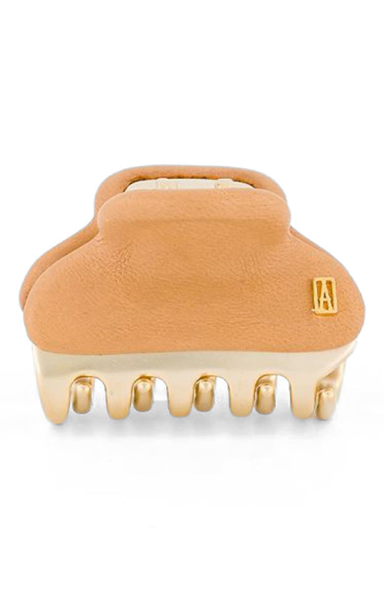 Alexandre de Paris Vendome leather hair clip, Main, color, Beige