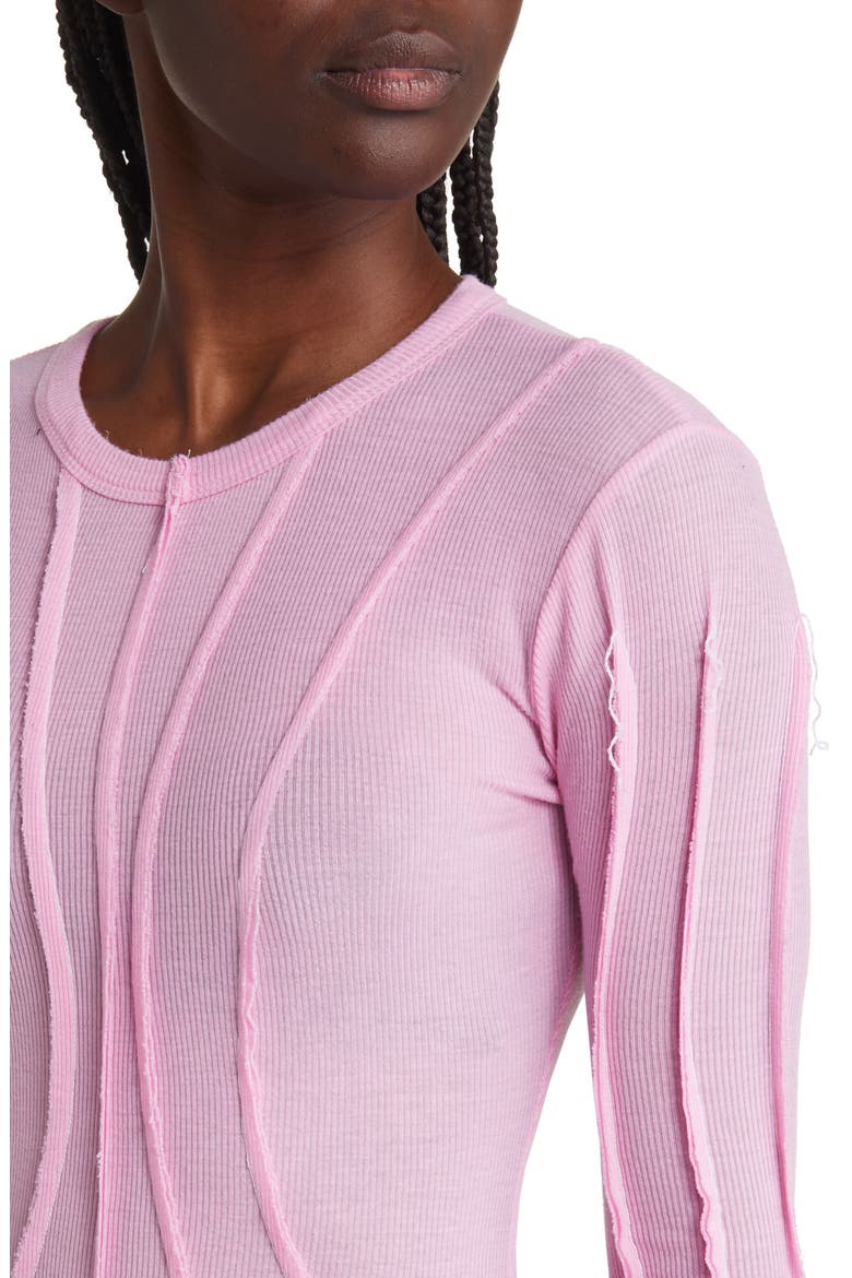Long Sleeve Asymmetric Rib Minidress, Alternate, color, PINK