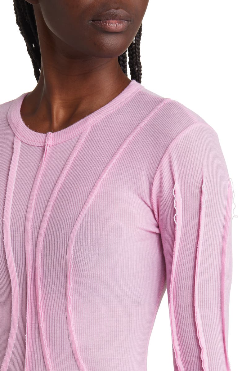 SAMI MIRO VINTAGE Long Sleeve Asymmetric Rib Minidress, Alternate, color,