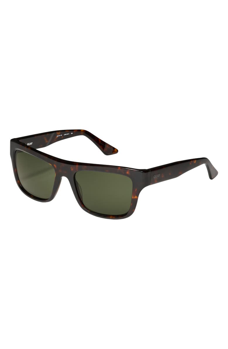 QUAY Dealer's Choice 55mm Polarized Square Sunglasses, Alternate, color, Tortoise / Green Polarized