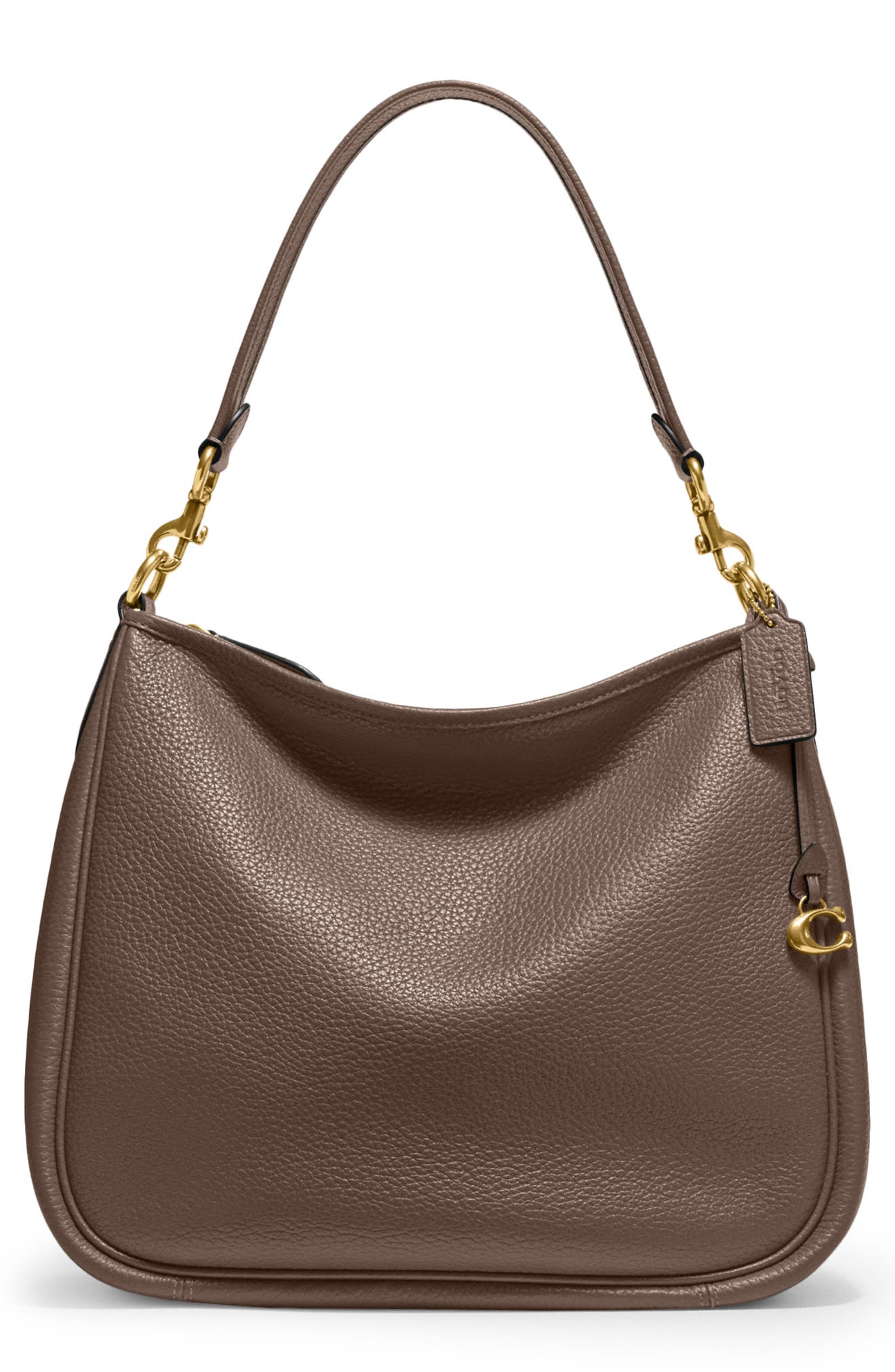 COACH Cary Soft Pebbled Leather Shoulder Bag, Main, color, B4/Dark Stone