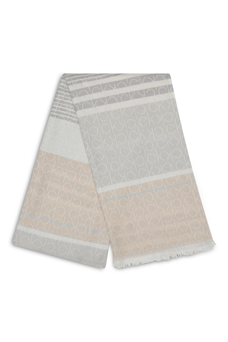 Colorblock Logo Scarf, Alternate, color, LATTE