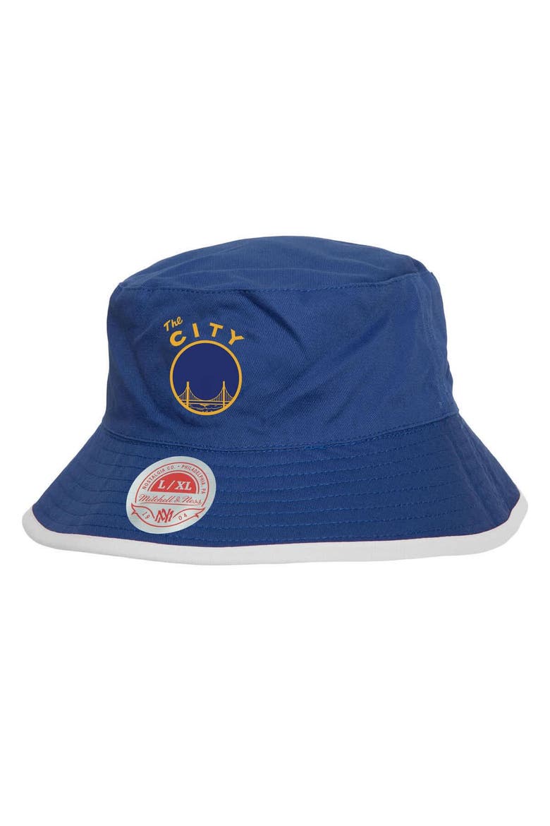 Men's Mitchell & Ness Black/Blue Golden State Warriors Flip It Reversible Bucket Hat, Alternate, color, Black